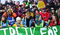 Swedish environmental activist Greta Thunberg attends a youth climate protest in Bristol
