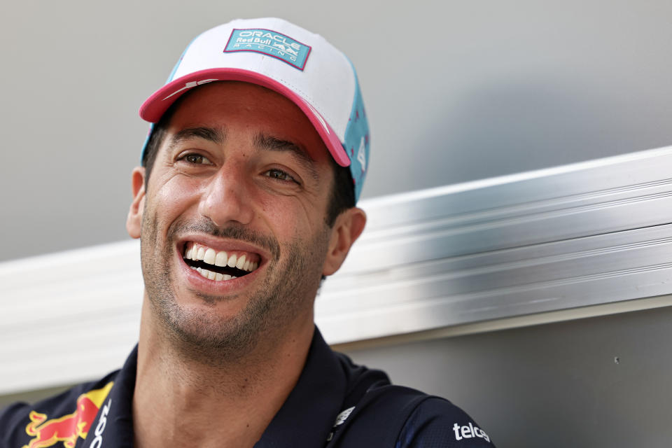 Daniel Ricciardo smiles during qualifying.