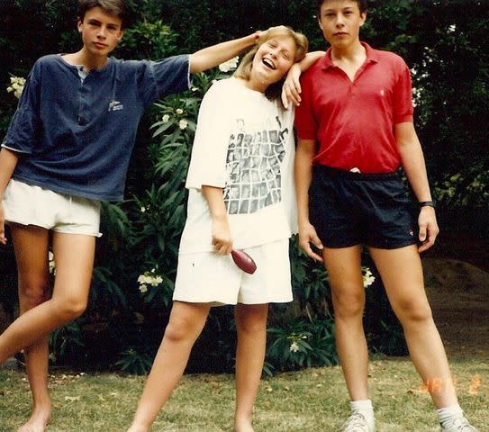 <p>Maye Musk Instagram</p> Kimbal Musk, Tosca Musk and Elon Musk as teenagers.