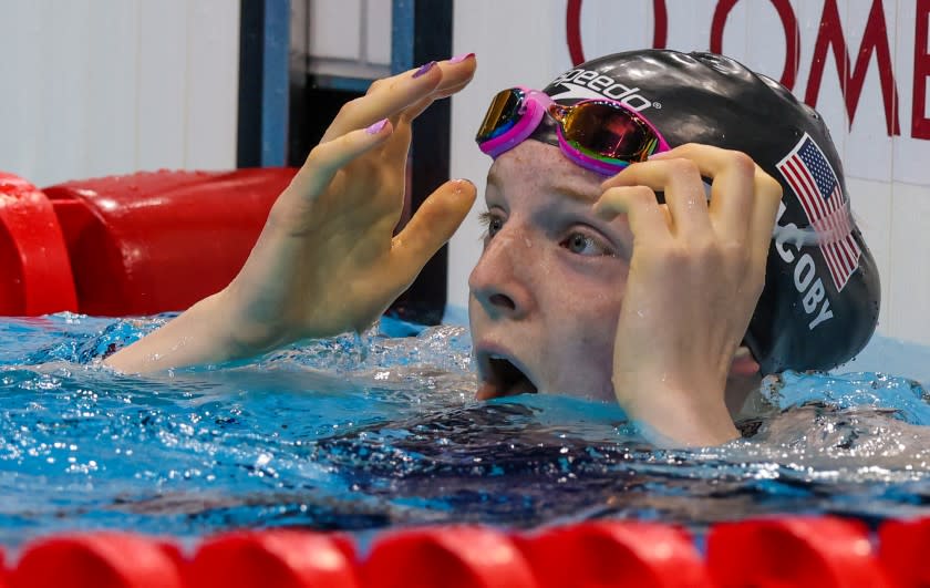 Tokyo, Japan, Tuesday, July 27, 2021 - USA swimmer Lydia Jacoby swims.