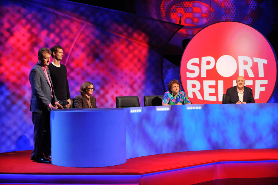 LONDON - SEP 17: Celebrities take part in a Mock the Week special for sport relief 2014 in London, England.