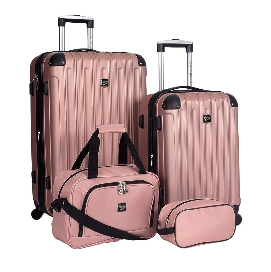 Travelers Club Expandable Midtown Hardside 4-Piece Luggage Travel Set, Rose Gold