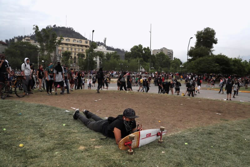 Protest against Chile's state economic model in Santiago