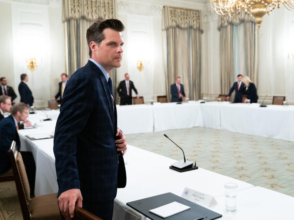 Republican Rep. Matt Gaetz of Florida at the White House on May 8, 2020.