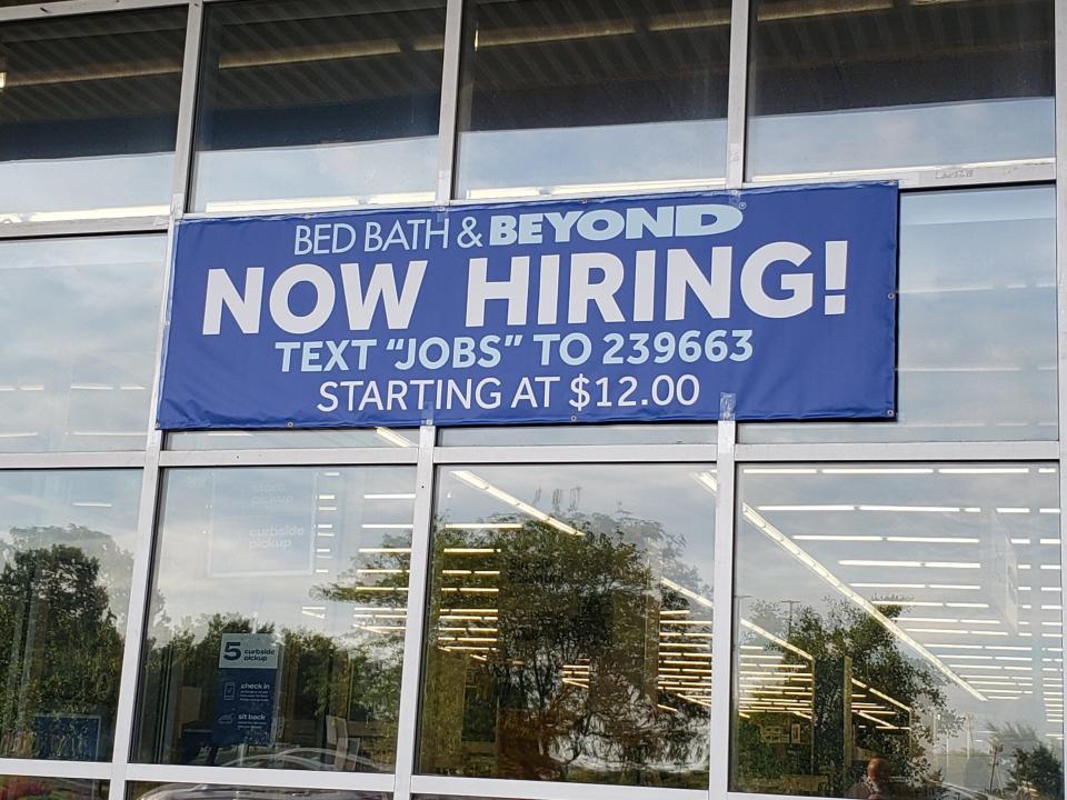 A sign last summer at Bed Bath &amp; Beyond on the Northwest Side illustrates the challenge employers are having finding workers.
