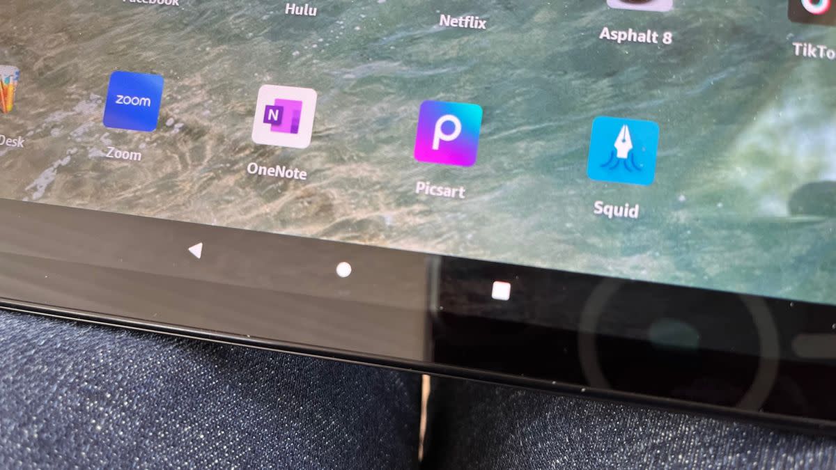 A close-up of the navigation icons on the Fire Max 11.