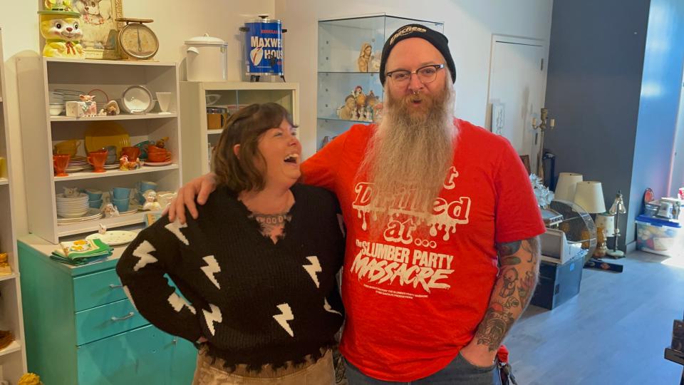 After running an online store for six years, Alana Beck and Brandon Biggins opened a physical store for Hollywoodland Vintage in downtown Norwich in April.