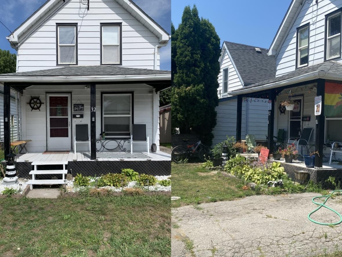 Kelvin Edmondson's Tillsonburg, Ont., home is shown on the left before his tenants moved in, and then one year later. (Submitted by Kelvin Edmondson - image credit)