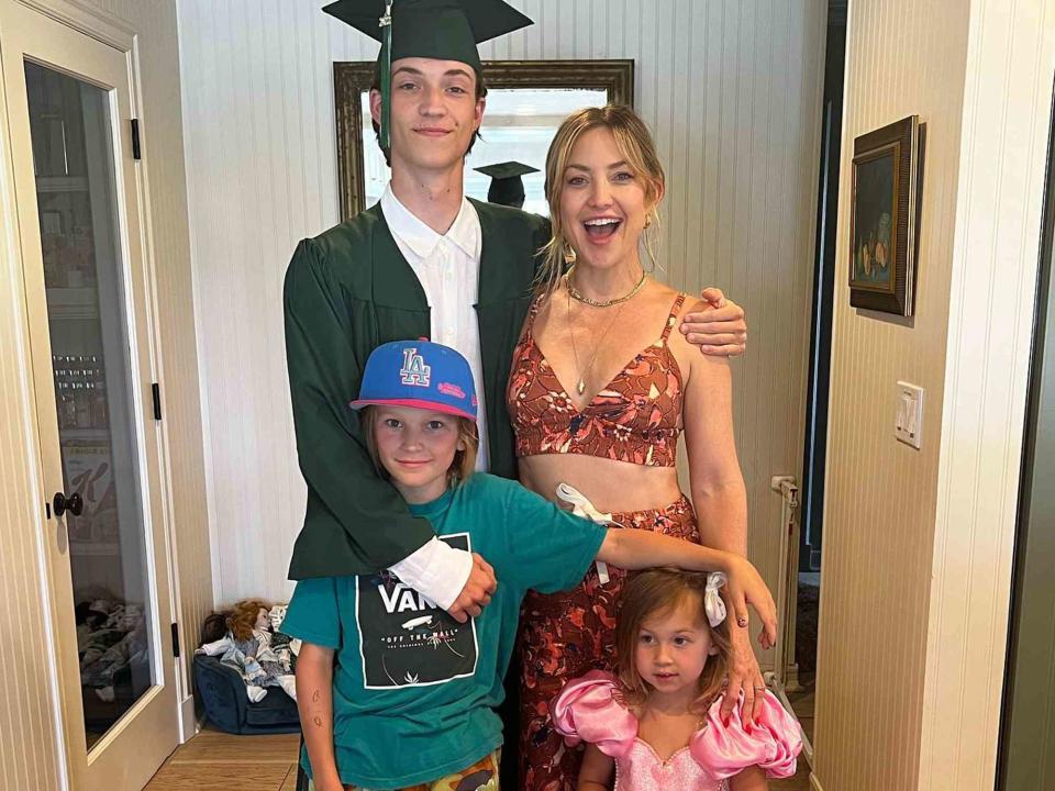 <p>Kate Hudson/Instagram</p> Kate Hudson with her three kids.