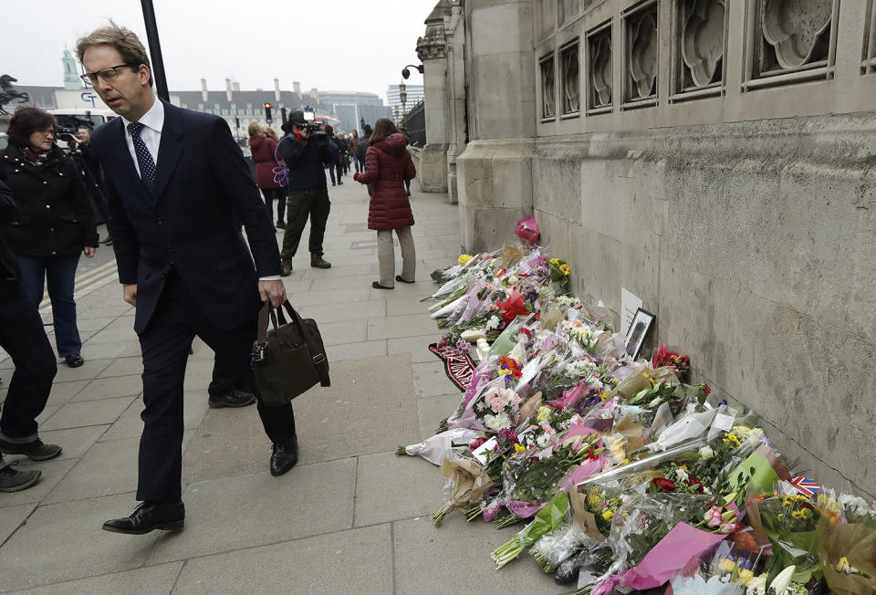 Floral tributes at the Houses of Parliament