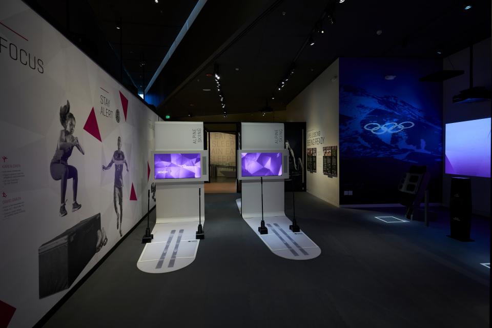 Interactive displays, including alpine skiing (pictured), will be available to the public.