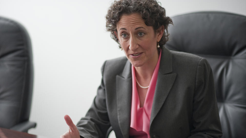 Kathy Boockvar (D) Pennsylvania is interviewed at Roll Call in Washington, D.C. (Douglas Graham/CQ Roll Call via Getty Images)