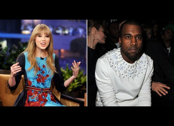 Kayne West infamously hijacked Taylor Swift's acceptance speech at the 2009 Video Music Awards, interrupting her to say, "I'm really happy for you. I'ma let you finish,  but Beyoncé had one of the best videos of all time."     Swift was dumbstruck by the incident and it seemed as if she didn't want to get into it with the rapper.     "I don't know him, and I've never met him, so..." she said. "I don't want to start anything because I had a great night tonight."    A year later she was literally singing a different tune. At the 2010 VMAs she p<a href="http://www.hollywoodlife.com/2010/09/13/taylor-swift-kanye-west-mtv-video-music-awards-youre-still-an-innocent-time-we-had-a-toast/" target="_hplink">erformed her new song</a> "You're Still an Innocent," a reference to the previous year's incident with West, basically calling him immature. "Thirty-two and still growing up now / who you are is not what you did / you're still an innocent," she sang.     Kanye didn't have any right to fire back, but of course he did. At a concert in New York City, <a href="http://www.popeater.com/2010/11/24/kanye-west-concert-taylor-swift/" target="_hplink">West blasted Swift to his fans</a>:     "Everybody needs a villain, don't we? We need to blame someone at all times ... I was emotional, that was not exactly the way I wanted to word it, but I wrote it, I rode it, just as Taylor never came to my defense in any interview, and rode the waves and rode it and rode it."     The feud seems to have blown over, as Swift wore a blouse from Kanye West's spring 2012 collection in the <a href="http://www.hollywoodlife.com/2012/03/07/taylor-swift-kanye-west-design-harpers-bazaar-australia/" target="_hplink">pages of <em>Harper's Bazaar.</em> </a>