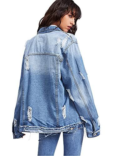 Floerns Ripped Distressed Casual Long Sleeve Denim Jacket