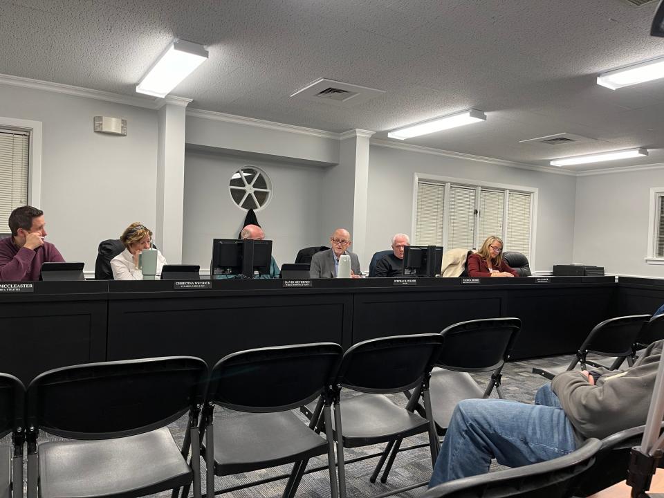 North Canton Mayor Stephan Wilder, third from right, Monday calls for council to place an issue on the March 19 ballot to increase the city's income tax from 1.5% to 2% rather than the prior proposed increase to 1.75%.