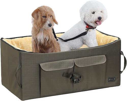 Petsfit Double-Sided Dog Car Seat with Storage Pocket