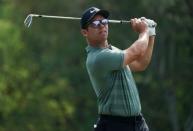 Mar 11, 2018; Palm Harbor, FL, USA; Paul Casey watches his drive on the 17th during the final round of the Valspar Championship golf tournament at Innisbrook Resort - Copperhead Course. Jasen Vinlove-USA TODAY Sports