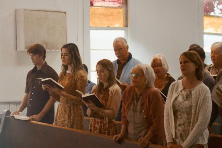 From left, Colin Ford, Siena Bjornerud, Carina Worm, Bonnie Bedelia and Joelle Carter star in "The Hill." Photo courtesy of Briarcliff Entertainment