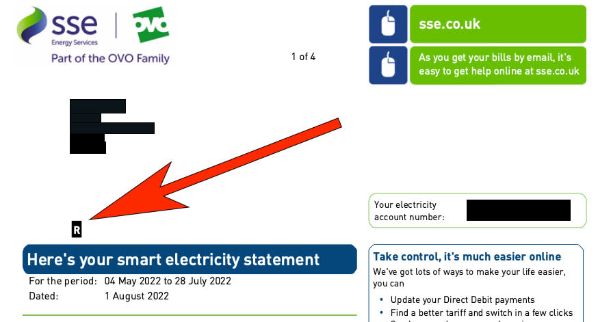 A small letter in a box on your electricity bill is of potentially huge significance. (Yahoo News UK)