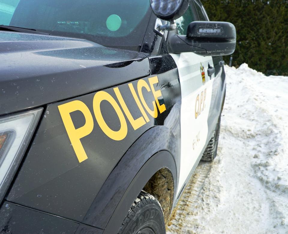 Ontario Provincial Police say a 65-year-old man is dead after the SUV he was driving crashed head-on into a tractor-trailer near Brockville, Ont. (Teghan Beaudette/CBC - image credit)