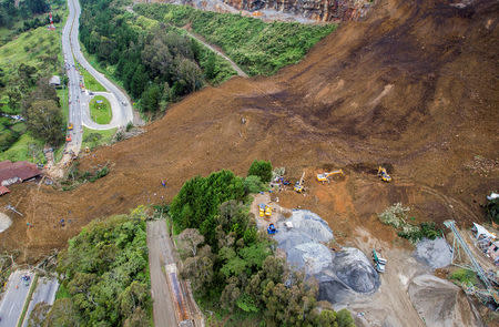 General view of a landslide that affected the Medellin-Bogota highway in Colombia October 26, 2016. Courtesy of EL Colombiano Newspaper/Handout via Reuters. ATTENTION EDITORS - THIS IMAGE WAS PROVIDED BY A THIRD PARTY. FOR EDITORIAL USE ONLY. NO RESALES. NO ARCHIVES. TPX IMAGES OF THE DAY
