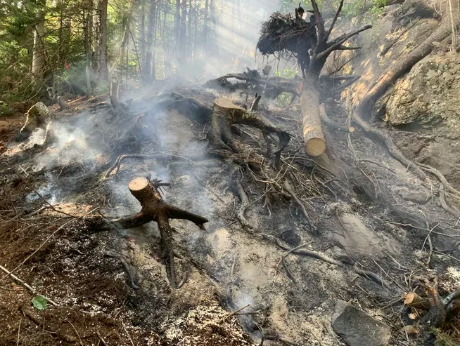 Smoke from a ground fire in Vermont shown in an undated picture.