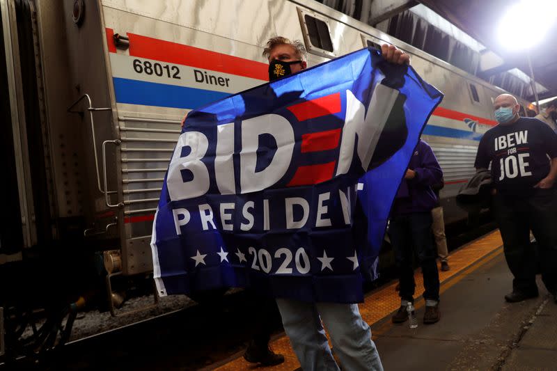 FILE PHOTO: U.S. Democratic presidential candidate and former Vice President Joe Biden campaigns on train tour in Pittsburgh