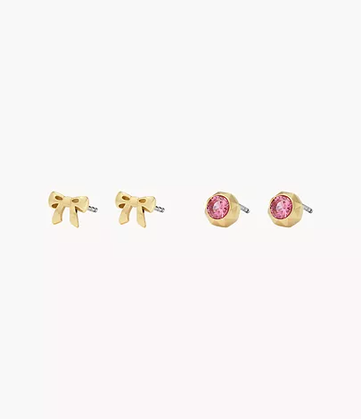 Fossil x Barbie Gold-Tone Stainless Steel Earrings Set