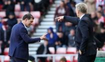 Britain Soccer Football - Sunderland v West Ham United - Premier League - Stadium of Light - 15/4/17 West Ham United manager Slaven Bilic and Sunderland manager David Moyes Reuters / Scott Heppell Livepic