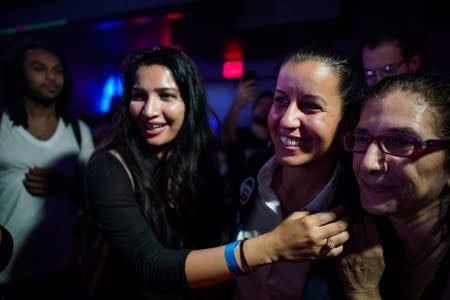 Queens District Attorney (D.A.) candidate Tiffany Caban meets with supporters in the Queens borough of New York City