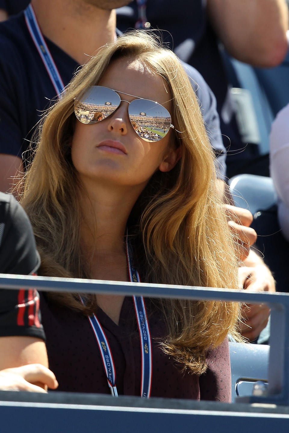 NEW YORK, NY - SEPTEMBER 09: Kim Sears watches as her boyfriend Andy Murray of Great Britain plays against John Isner of the United States during Day Twelve of the 2011 US Open at the USTA Billie Jean King National Tennis Center on September 9, 2011 in the Flushing neighborhood of the Queens borough of New York City. (Photo by Matthew Stockman/Getty Images)