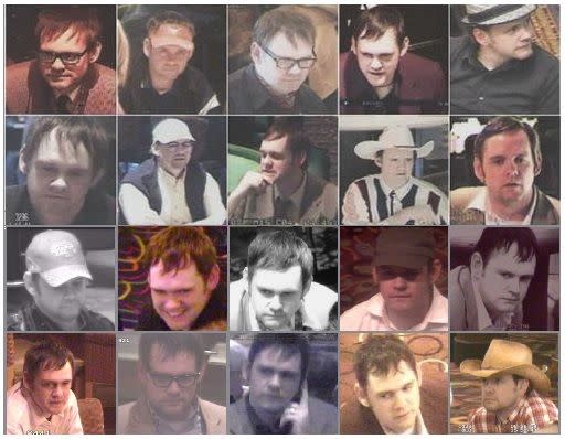 A composite of surveillance images of the author in his various disguises. (Photo: Photo Courtesy of David Drury)