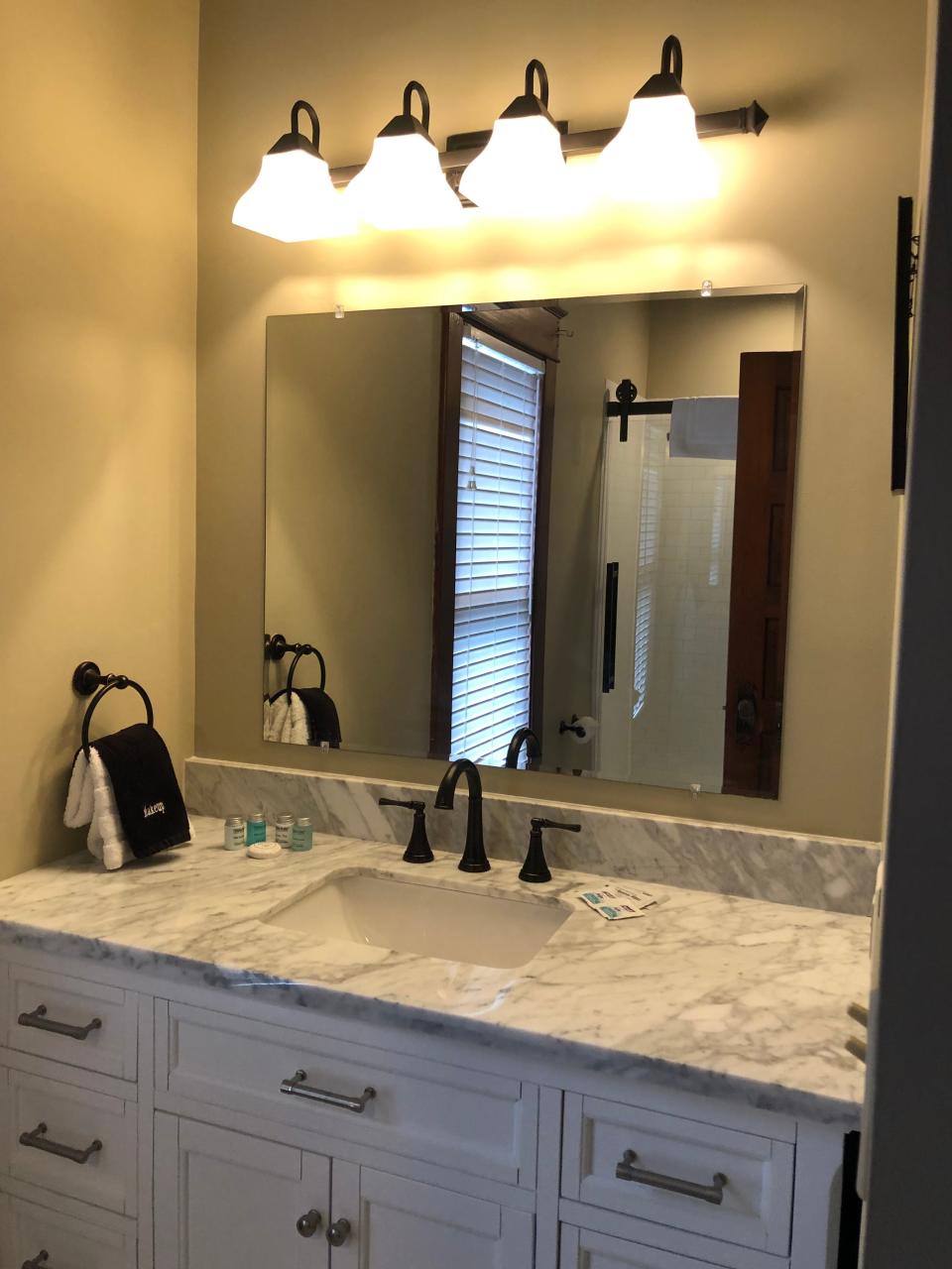 While closed after an October fire, the Buxton Inn updated bathroom vanities like this one and other room features.