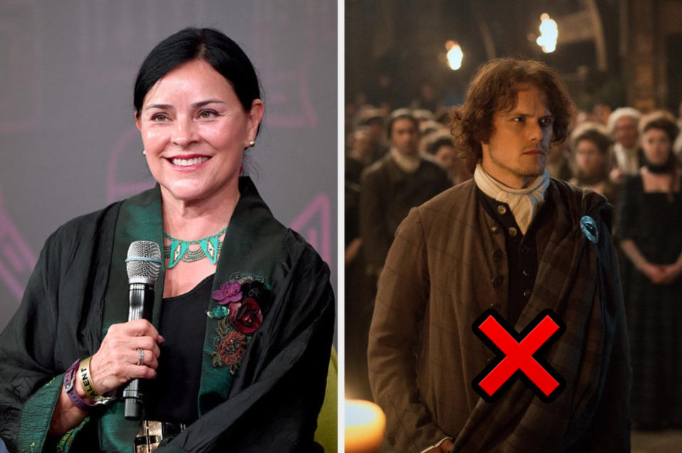 Diana Gabaldon and Heughan as Jamie