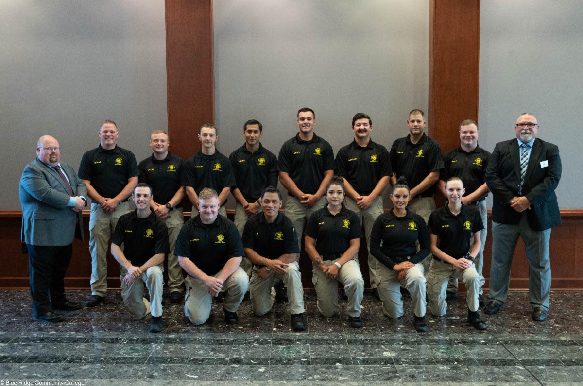 The 40th graduating class of Blue Ridge Community College's Basic Law Enforcement Training (BLET) Academy was honored at a pinning ceremony on Wednesday, June 1, in the College's Thomas Auditorium. Not pictured, Michael Paparozzi.