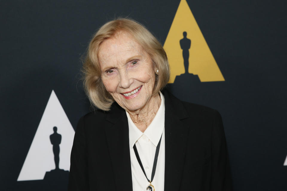 FILE - Eva Marie Saint poses at the Academy Nicholl Fellowships in Screenwriting Awards and Live Read on Nov. 7, 2019, in Beverly Hills, Calif. Saint turns 97 on July 4. (Photo by Danny Moloshok/Invision/AP, File)