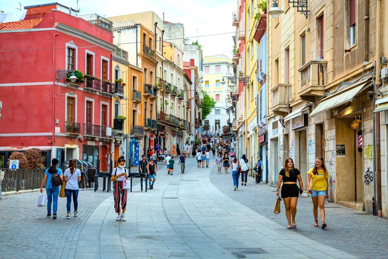 Cagliari,Sardinia,Italy-One of the major shopping streets