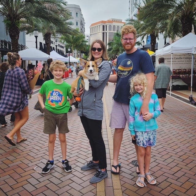 WSLR's new station manager, Jesse Coleman, with his wife, Ciera, and children, Calvin and Juniper.