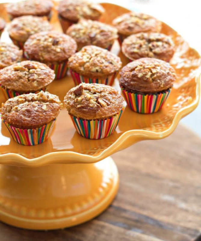 <p>Melissa's Southern Style Kitchen</p><p><strong>Pecan Pie Mini Muffins</strong></p><p>Get the recipe <a href="https://www.melissassouthernstylekitchen.com/pecan-pie-mini-muffins/" rel="nofollow noopener" target="_blank" data-ylk="slk:here;elm:context_link;itc:0;sec:content-canvas" class="link rapid-noclick-resp"><em><strong>here</strong></em></a></p>