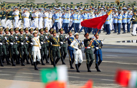 Chinese troops march as they take part in Pakistan Day military parade in Islamabad, Pakistan, March 23, 2017. REUTERS/Faisal Mahmood