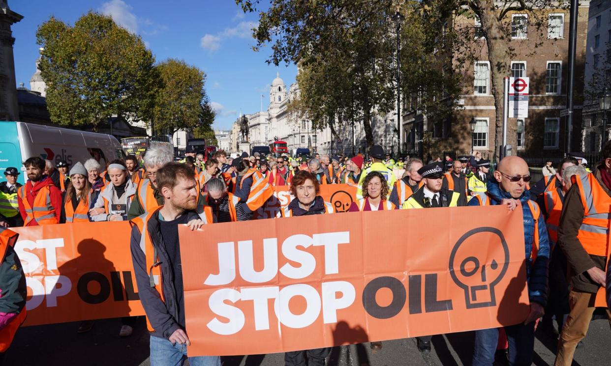 <span>John Woodcock’s review recommends an effective ban on at least two protest groups, naming Just Stop Oil as one. </span><span>Photograph: Lucy North/PA</span>