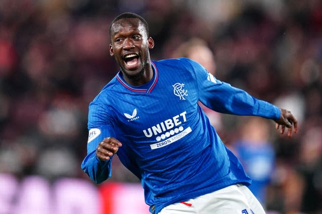 Abdallah Sima celebrates for Rangers