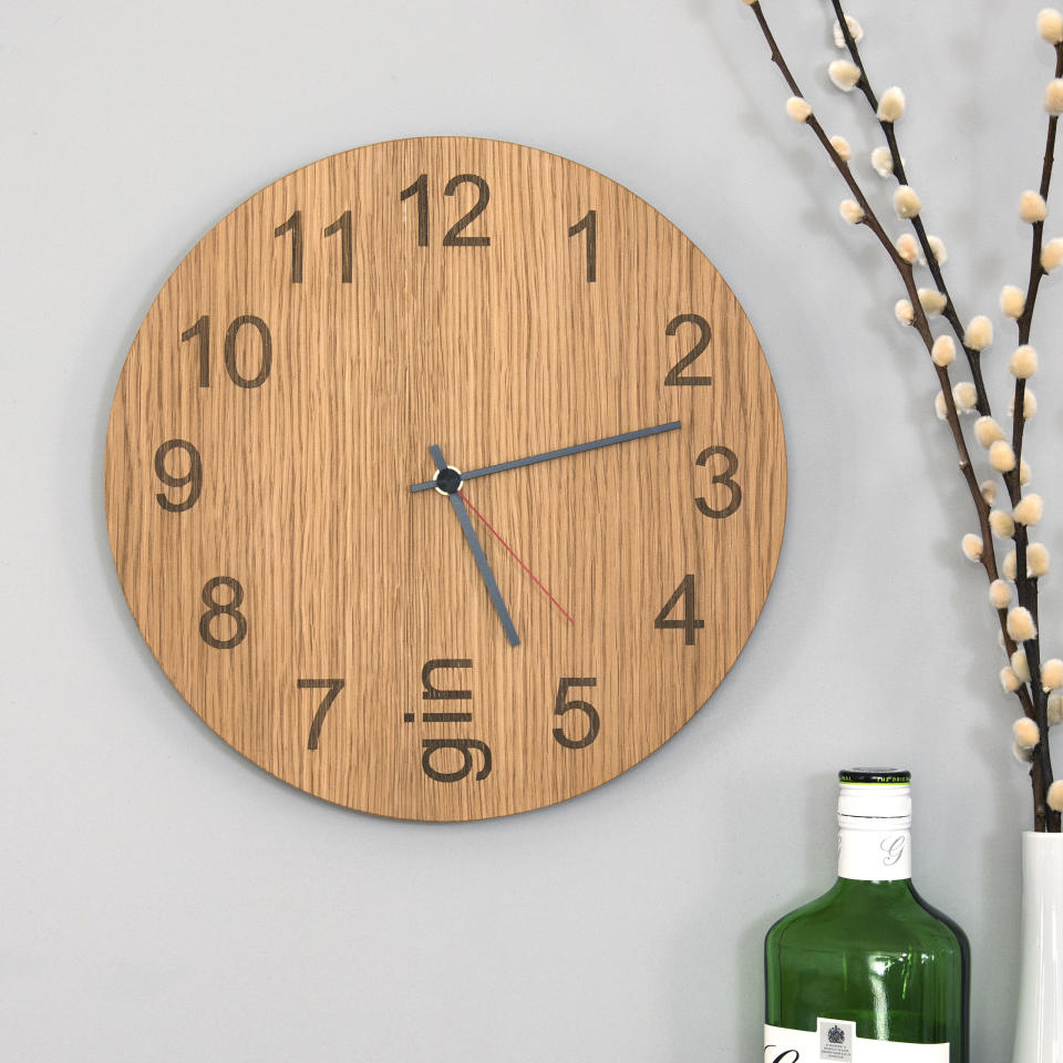 <p>This is perfect for all those gin lovers who count down the minutes to their favourite time of day.</p><p><strong>BUY NOW: </strong><strong><a rel="nofollow noopener" href="https://www.notonthehighstreet.com/jamesdesign/product/gin-o-clock" target="_blank" data-ylk="slk:Gin O'clock Clock by James Design, £35, Notonthehighstreet.com;elm:context_link;itc:0;sec:content-canvas" class="link ">Gin O'clock Clock by James Design, £35, Notonthehighstreet.com</a></strong></p>