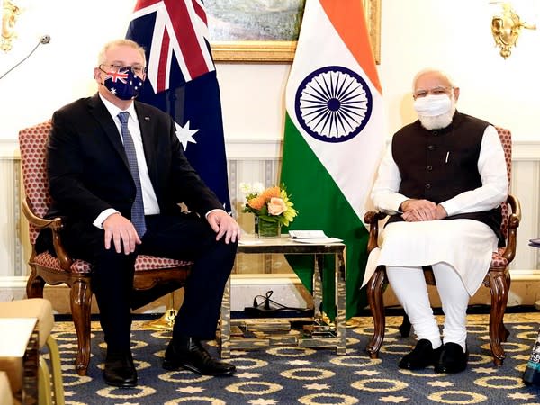 Australian Prime Minister Scott Morrison met with Indian counterpart Narendra Modi in Washington on Thursday. (Photo/ANI)