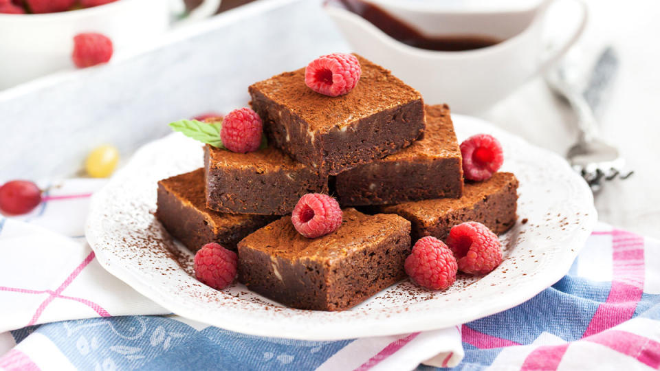 Plate of brownies made with black beans