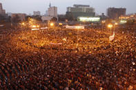 Egyptians rose up against the authoritarian regime of President Hosni Mubarak, who had been in power since 1981 on January 25. The bloodshed and protests drove the leader to step down 18 days later. After the success of Tunisia’s and Egypt’s uprisings, the Arab Spring spread to Libya, Algeria, Yemen, Jordan, Bahrain, Syria, and beyond. (Mohammed Abed/AFP/Getty Images)