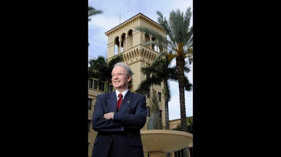 In this 2012 Miami Herald photo, Brian E. Keeley, president and CEO of Baptist Health, stands in front of Baptist Hospital, 8900 North Kendall Dr.