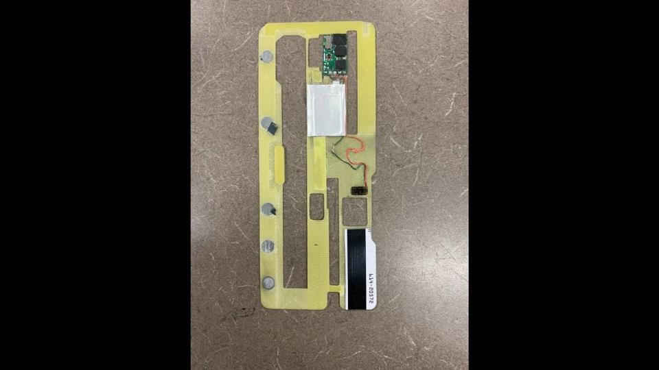 This is a device used to skim credit cards at an ATM in Clovis, according to police.