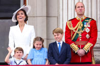 <p>The Cambridge kids looked so grown up, with Prince Louis, 4, Princess Charlotte, 7, and Prince George, 8, joining their mom and dad on the balcony. </p>