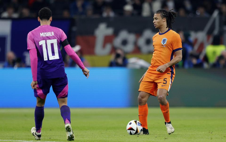 Nathan Ake plays for Netherlands against Germany